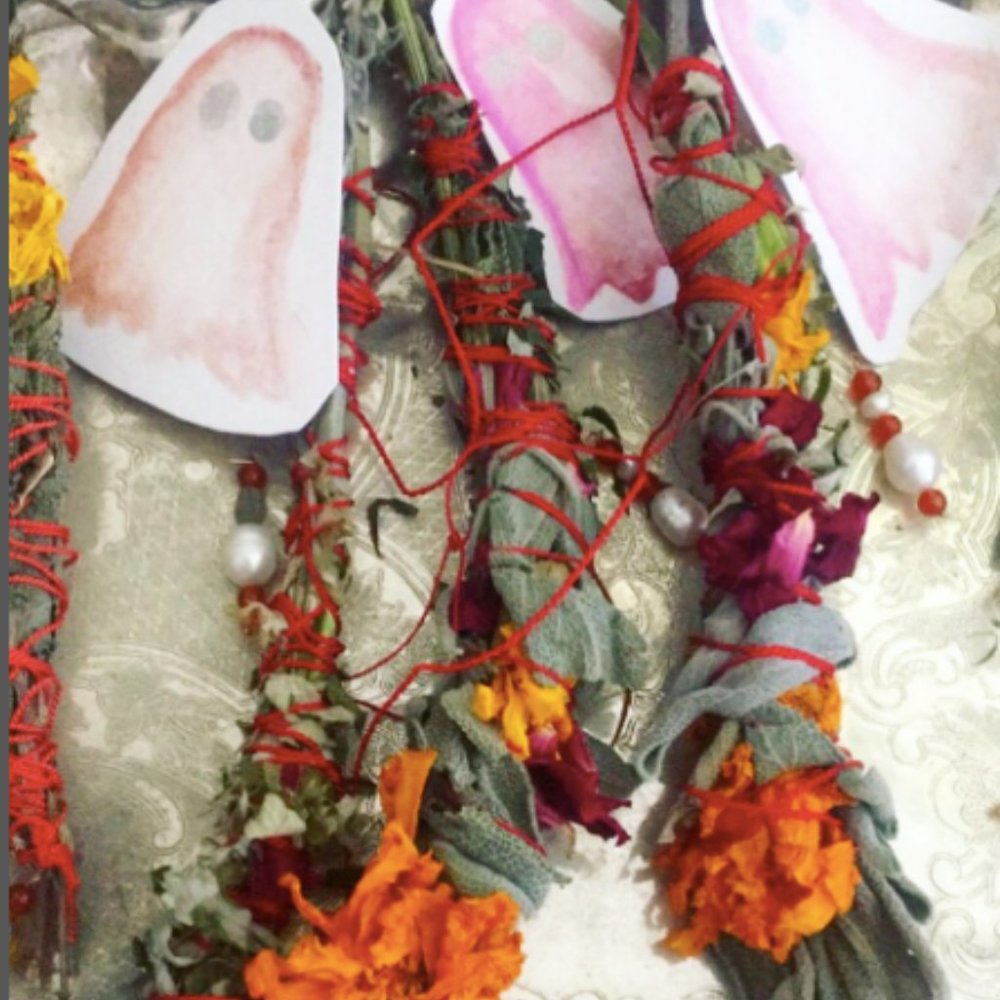 “Samhain” botanical sage wands- handmade unique gift idea decorative floral wand